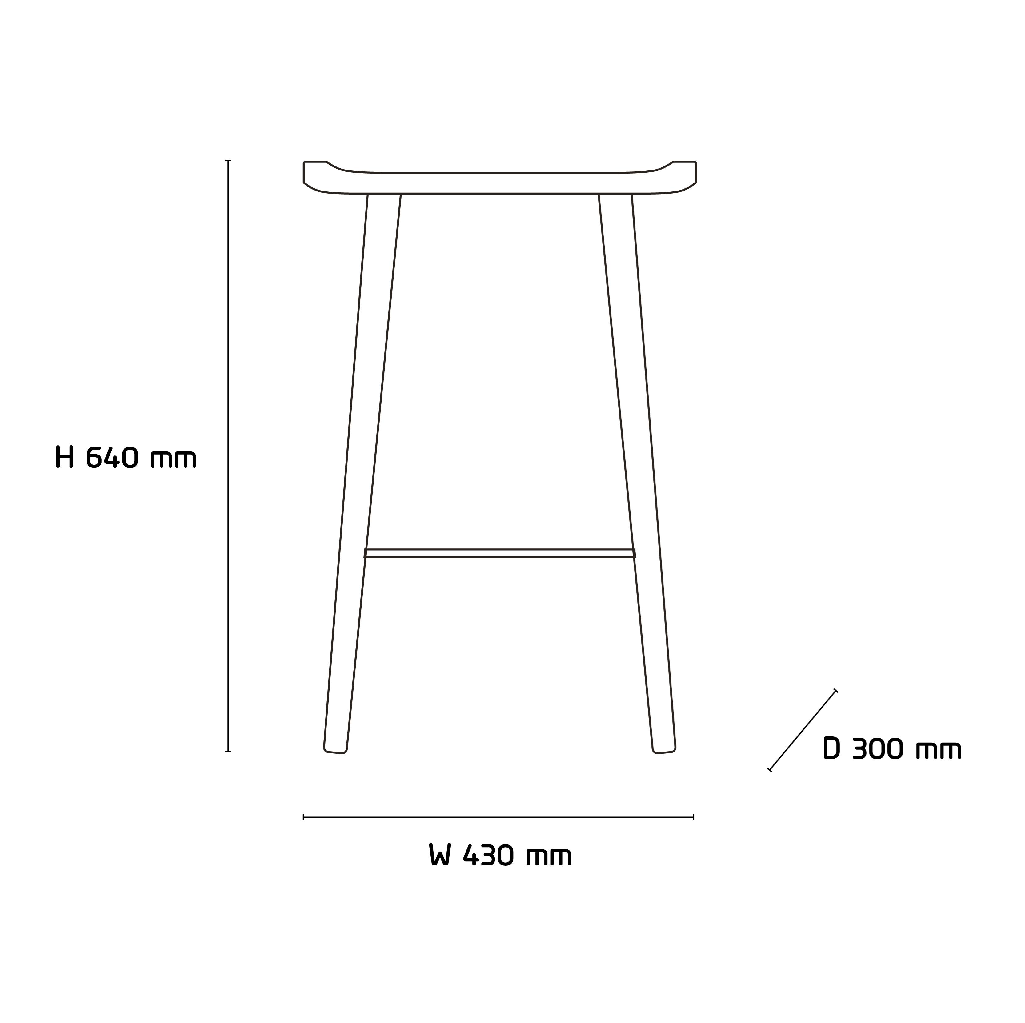 EKTA-Scala Bar Stool 64cm-Product Spec Image