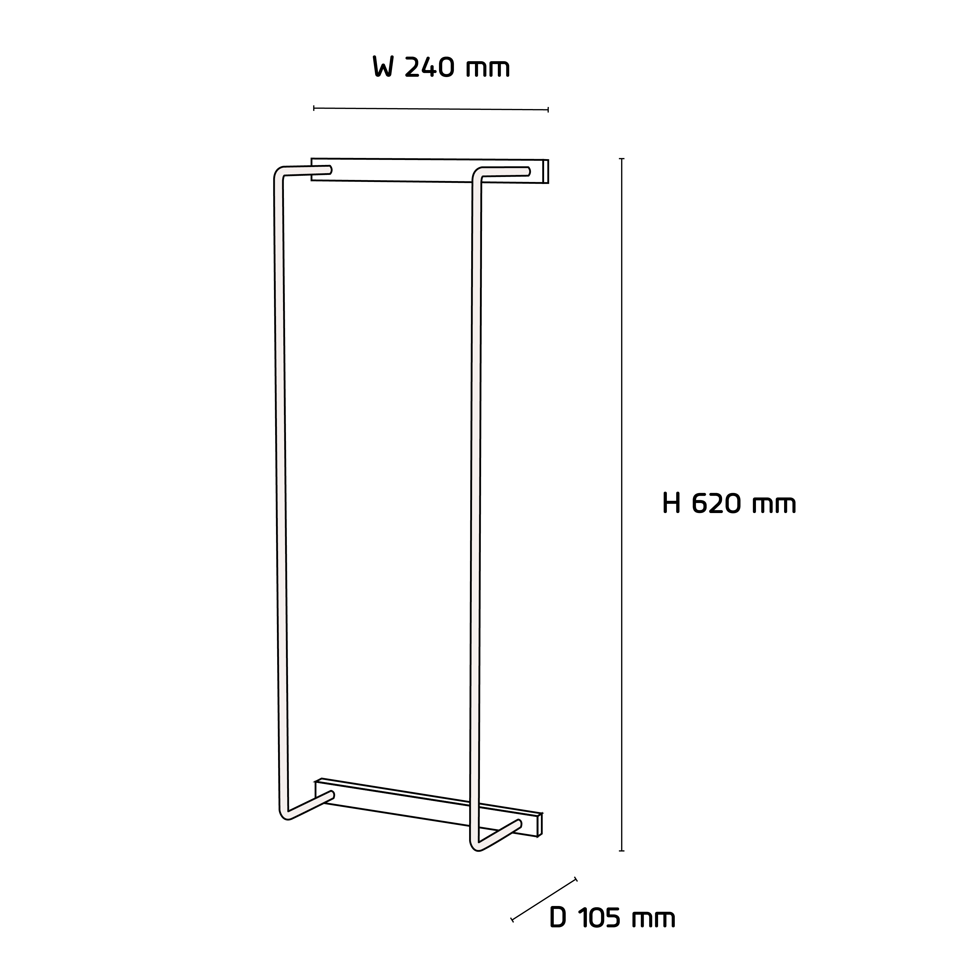 EKTA-Towel Rack-Product Spec Image