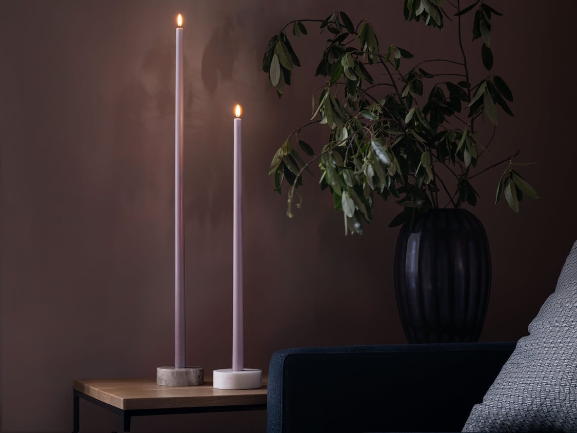 Uyuni-Tall Taper Candles-Marble Round Candleholder