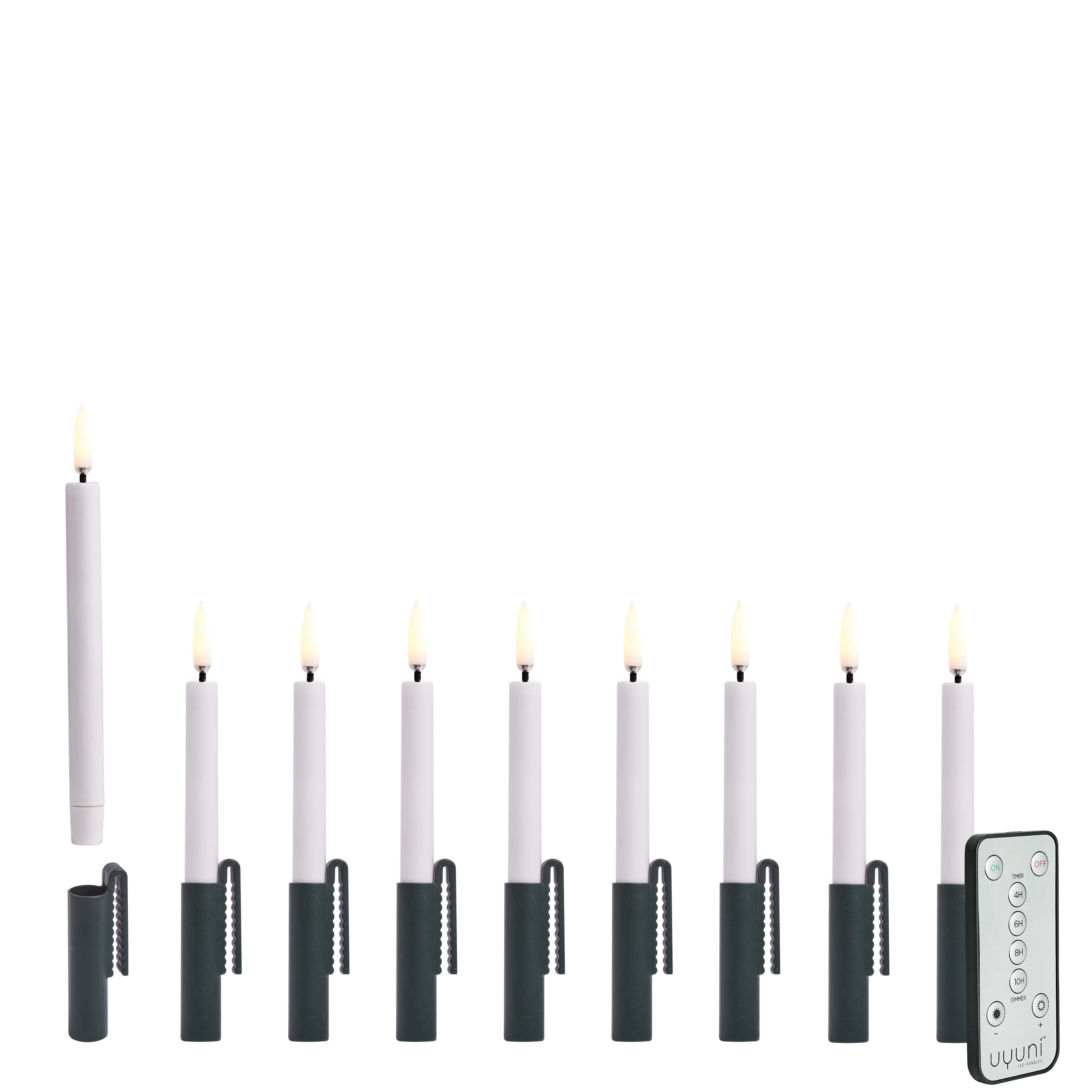 Mini Taper Candle with Green Mini Taper Clips (9-Pack)